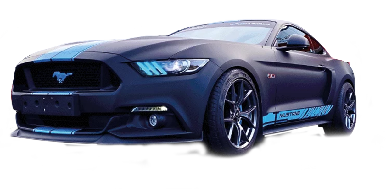blue car wrap​ mustang