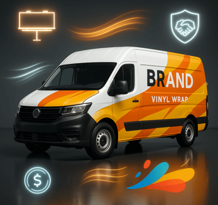 Wrapped vehicle promotes your business